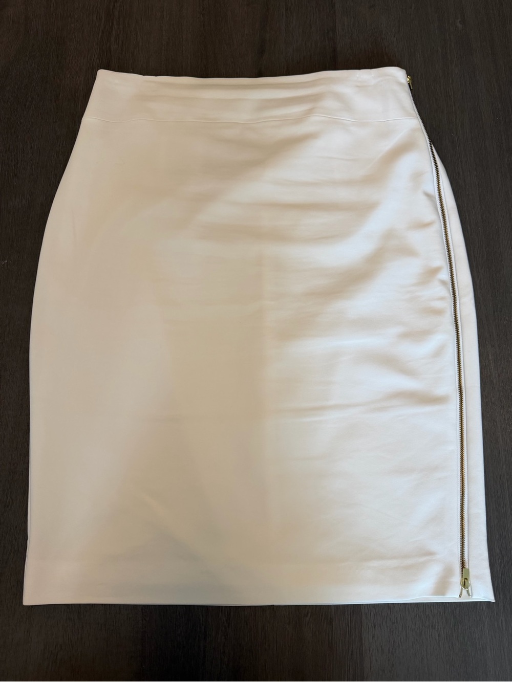 Express White Pencil Skirt Gold Side Zip Size 12